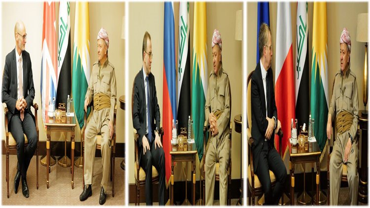 Başkan Mesud Barzani, İngiltere, Fransa ve Rusya’nın Irak Büyükelçileri ile görüştü
