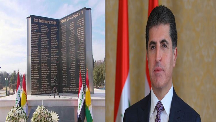 Nêçîrvan Barzanî: Şehîdên 1ê Sibatê bûne sembola xwîna bihevrerijiyayî ya Kurdistaniyan