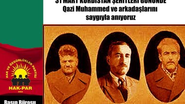 HAK-PAR: Qazi Muhammed ve arkadaşlarını saygıyla anıyoruz