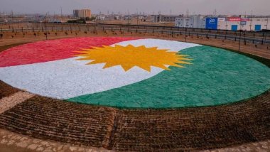 Kürdistan’ın en büyük taş bayrağı Erbil'de yapıldı