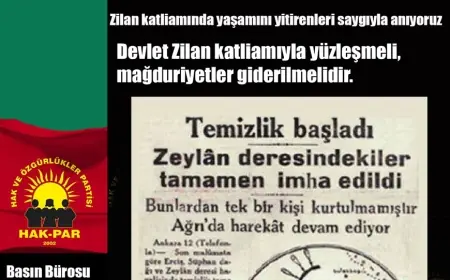HAK-PAR: Zilan Katliamında yaşamını yitirenleri saygıyla anıyoruz