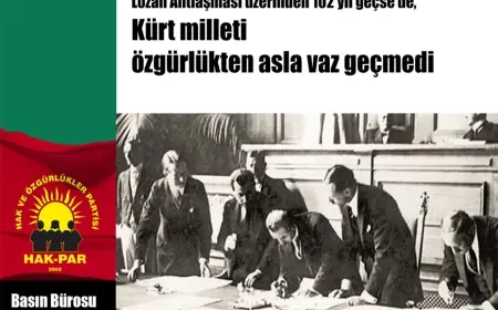 HAK-PAR: Lozan Antlaşması üzerinden 102 yıl geçse de; Kürt milleti özgürlükten asla vaz geçmedi