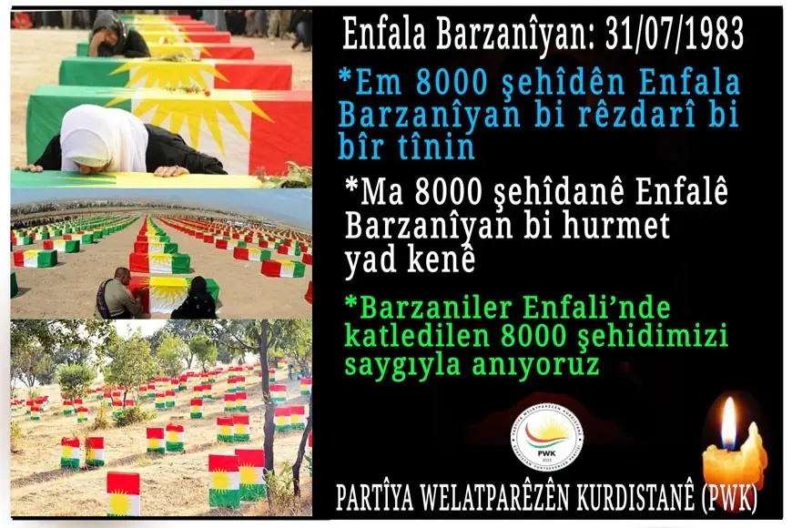 PWK: Barzaniler Enfali’nde katledilen 8000 şehidimizi saygıyla anıyoruz