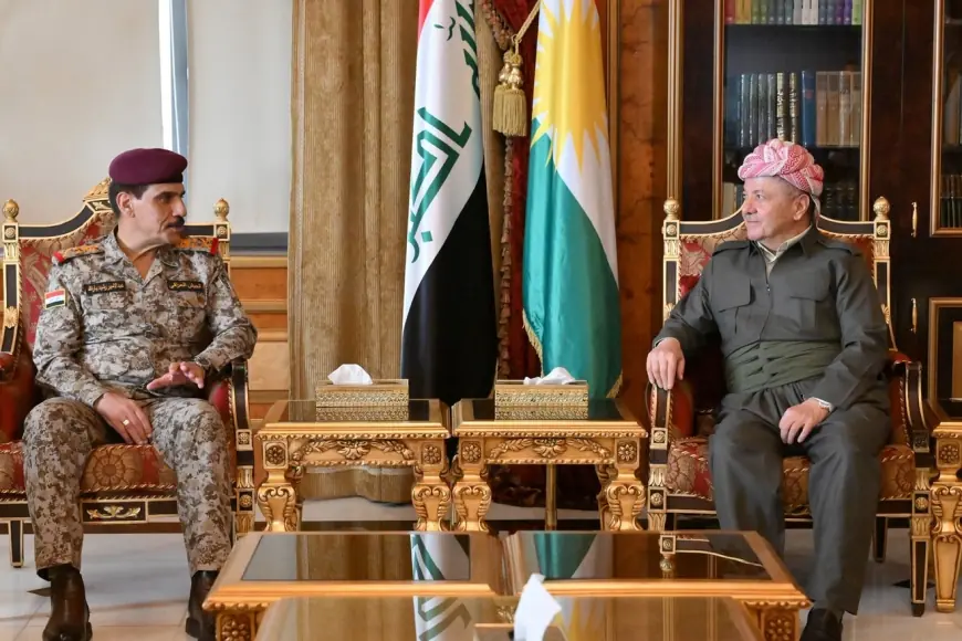 Serok Barzanî pêşwaziya şandeka bilind a leşkerî û ewlehiyê ya Iraqê kir