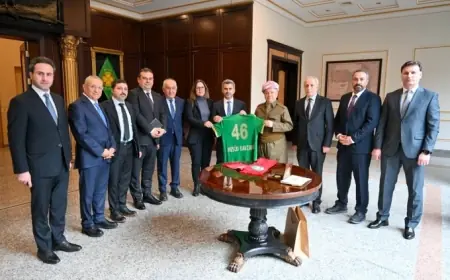 Serok Barzanî şandeya Amedsporê pêşwazî kir