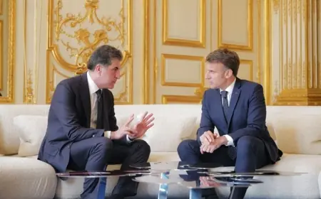 Nêçîrvan Barzanî û Emmanuel Macron: Me dilgiraniya xwe ya li hemberî gurbûna şer anî zimên