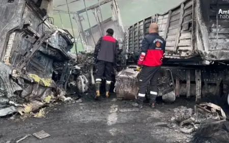 Bitlis'te feci kaza! Çarpışan iki tır alev alev yandı: 2 ölü