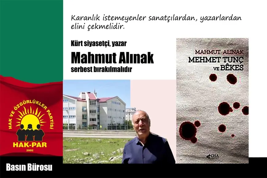 HAK-PAR: Kürt siyasetçi, yazar Mahmut Alınak serbest bırakılmalı