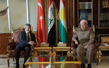 Serok Barzanî pêşwaziya Ahmet Davutoglu kir