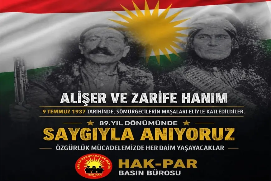 HAK-PAR: Alişer ve Zarife Xanım, Özgürlük Mücadelemizde Hep Yaşayacak