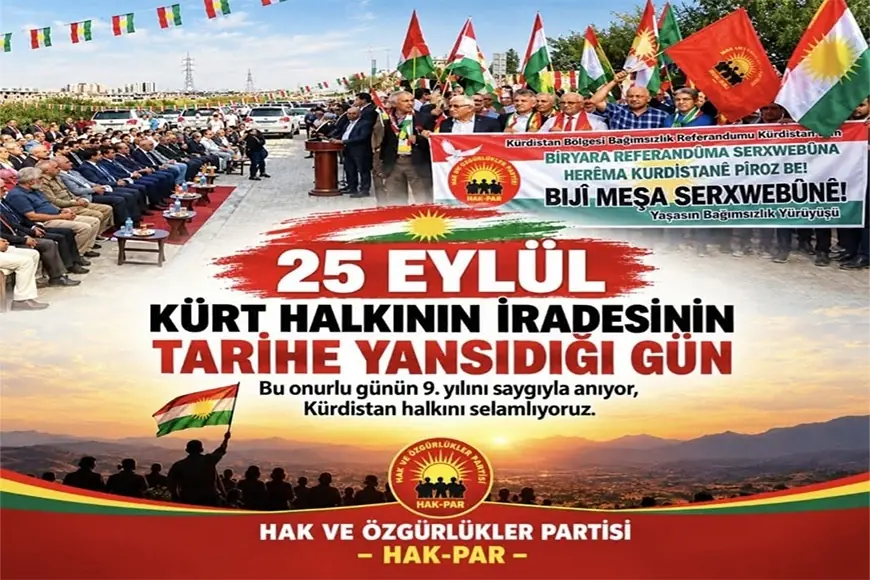 HAK-PAR’dan Kürdistan Bağımsızlık Referandumu’nun Yıl Dönümü Mesajı