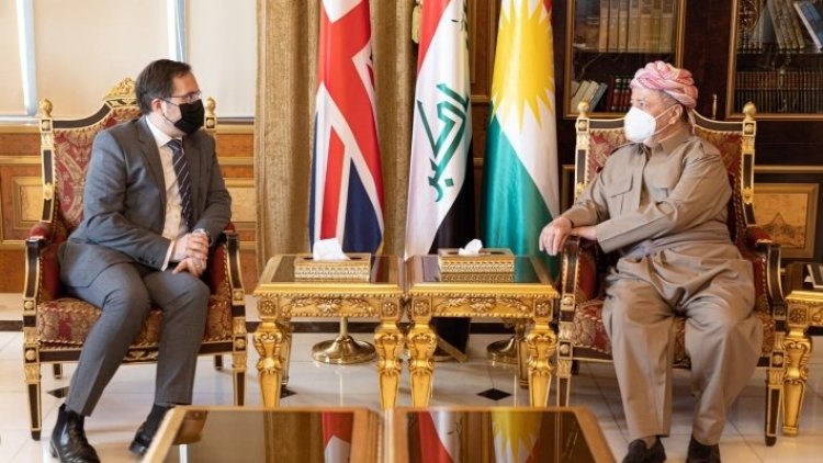 Serok Barzanî û balyozê Brîtanya li Iraqê behsa rewşa siyasî kirin