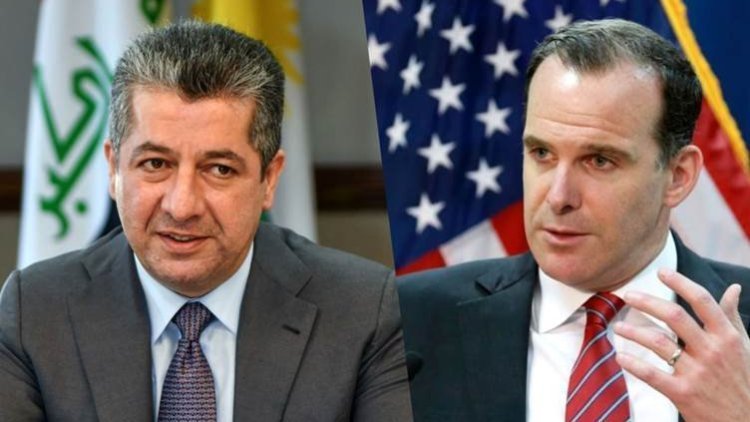 Mesrûr Barzanî ligel Brett McGurk axifî