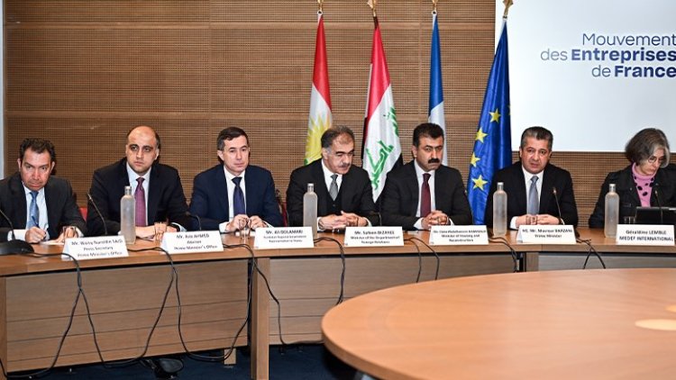 Serokwezîrê Herêma Kurdistanê ligel hejmarek karsaz û veberhênerên Fransî civiya