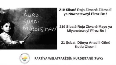 PWK: 21ê Sibatê Roja Zimanê Zikmakî ya Navneteweyî Pîroz Be!
