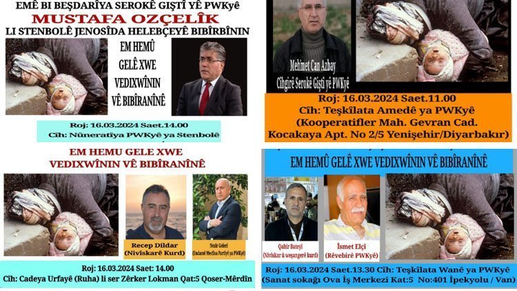 PWK, li Amed, Mêrdîn, Êlih, Wan û Stenbolê Jenosîda Helebçeyê bibîrtîne