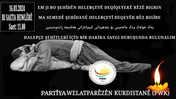 PWK: Ji bo bibîranîna jenosîda Helebçeyê em deqîqeyekê rêzê bigrin