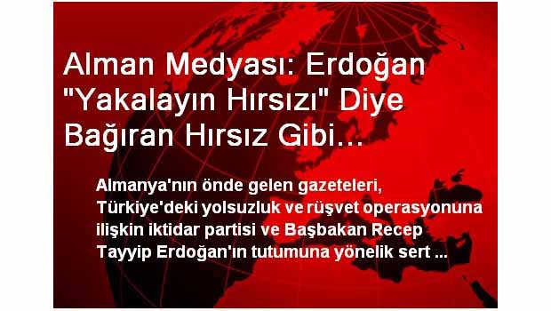 Alman Medyası: Erdoğan "Yakalayın Hırsızı" Diye Bağıran Hırsız Gibi Davranıyor