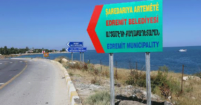 İlçenin ismi tabelaya Ermenice yazıldı