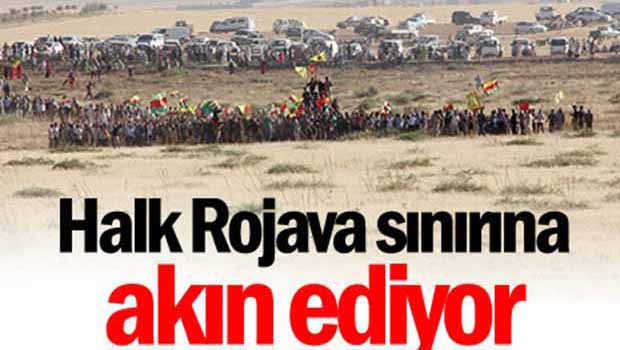 Suruç’ta Kürdler sınıra doğru yürüyor