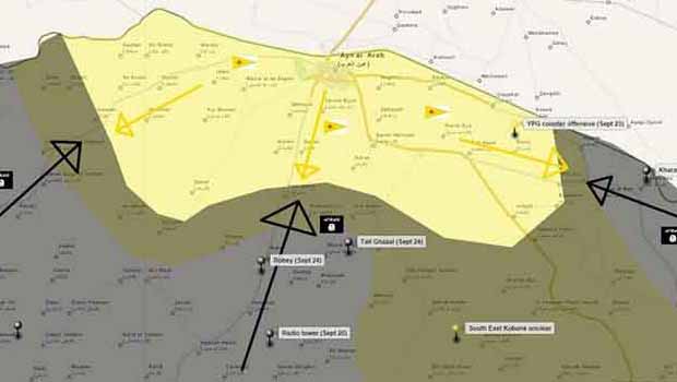 Kobanê'de çatışmalar üç cephede de şiddetlendi
