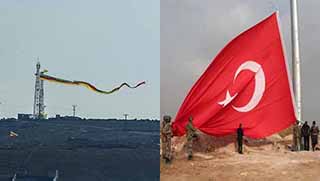 Kobane sınırına Türk bayrağı asıldı