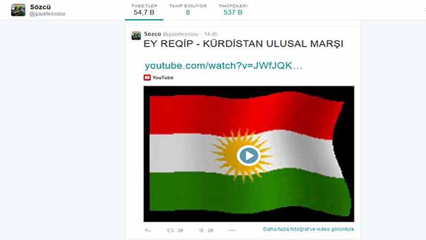 Sözcü Gazetesinin Twitter hesabında