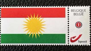 Belçika'da Kürdistan Bayraklı Posta Pulu