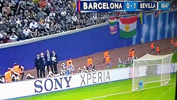 Süper Kupa finalinde Büyük Kürdistan bayrağı