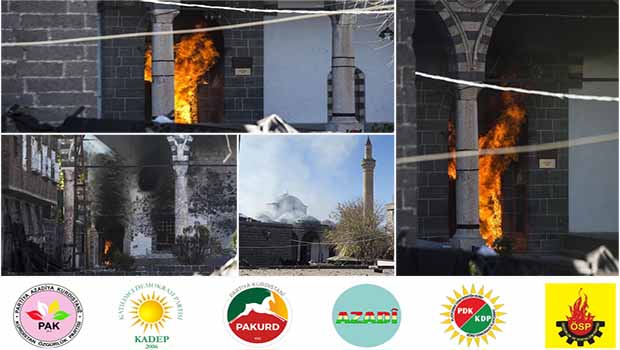 Kürdistani Partiler: Diyarbakır Tarihi Kurşunlu Camii’nin Yakılmasını Lanetliyoruz.