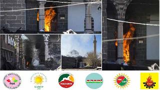 Kürdistani Partiler: Diyarbakır Tarihi Kurşunlu Camii’nin Yakılmasını Lanetliyoruz.