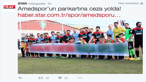 Star, barışı ‘ayıplı’ buldu: Amedspor’un pankartına sansür