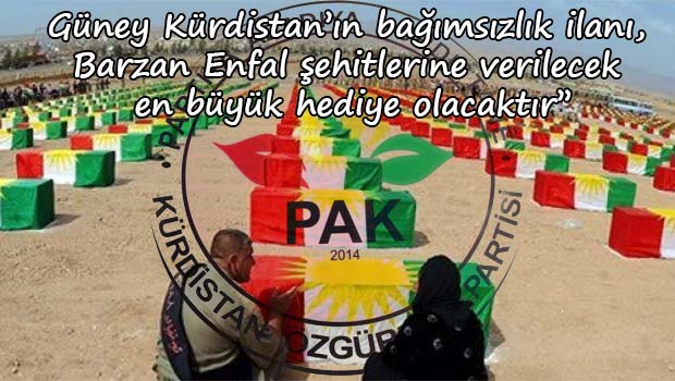 PAK, Enfal Katliamını kınadı