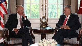 Joe Biden ile Binali Yıldırım'dan ortak Fırat'ın Batısı açıklaması