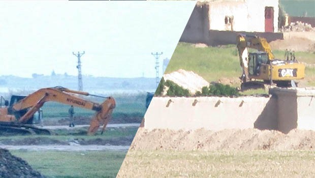 Rojava sınırında TSK'den mevzi, YPG'den hendek!
