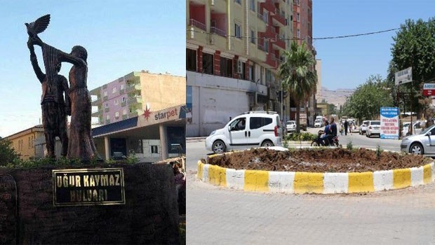 Kayyum Uğur Kaymaz'ın heykelini kaldırdı