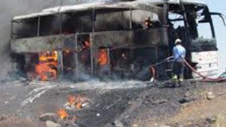 Urfa'da yolcu otobüsünde yangın
