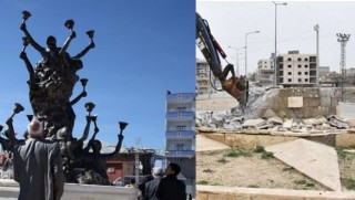 Nusaybin'deki Newroz Anıtı’nı yıkıldı