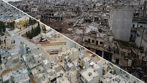 Enkaza dönen Kobani'nin yeni görüntüsü