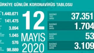 Türkiye'de son 24 saatte koronavirüsten 53 kişi daha hayatını kaybetti
