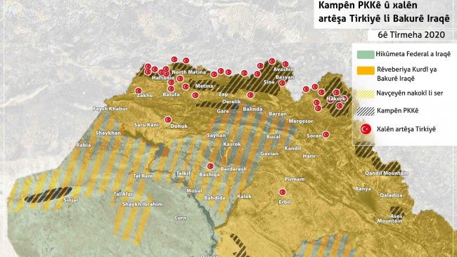 Türkiye Kürdistan Bölgesi'ndeki güçlerinin haritasını yayınladı