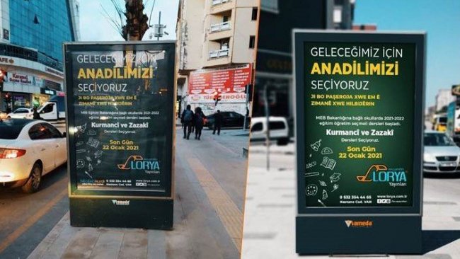 Van’da bilbordlara 'anadilimizi seçiyoruz' yazıldı