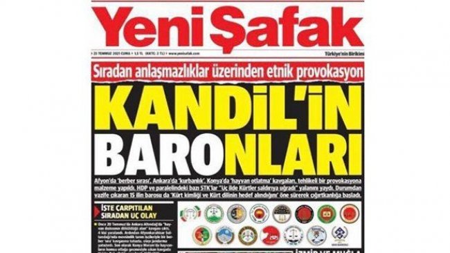 Yeni Şafak, ırkçı saldırılara karşı açıklama yapan 15 baroyu hedef gösterdi