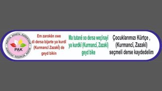 Diyarbakır Yenişehir ve  Kayapınar Belediyeleri, PAK’ın Kürtçe Seçmeli Ders İçin Pankart Asmasına İzin Vermedi
