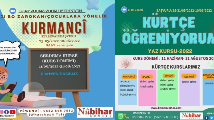 Nûbihar Derneği'nin yaz dönemi Kürtçe kursları başlıyor