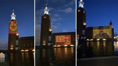İsveç'te PKK sembolleri ve Öcalan fotoğrafı belediye binasına yansıtıldı