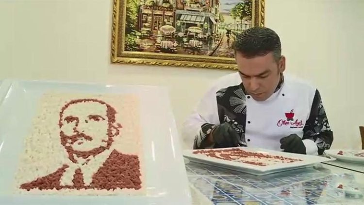 Et ve kuyruk yağından resim yapıyor