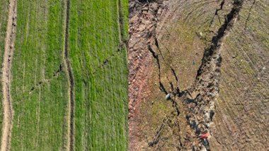 İslahiye'de deprem nedeniyle tarlalarda kayma ve uzun yarıklar oluştu
