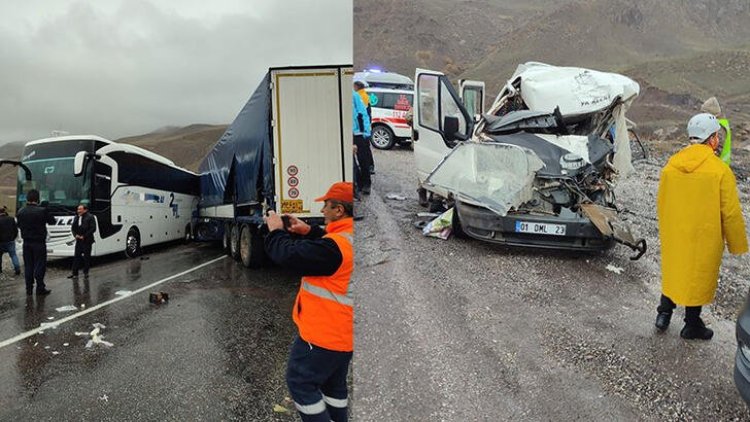 Hakkari'de yolcu otobüsü, TIR ve minibüse çarptı: 3 ölü, 7 yaralı