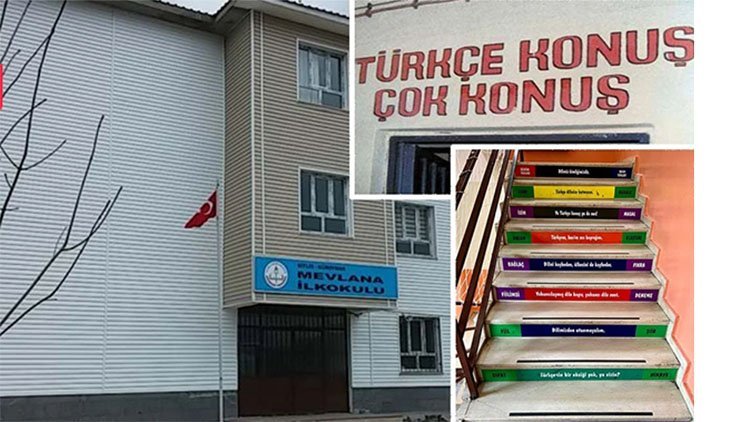 Güroymak'taki ilkokulda Diyarbakır Cezaevi'ni aratmayan sloganlar